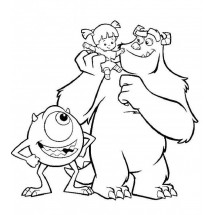 Coloriage Mike, Boo and Sulley