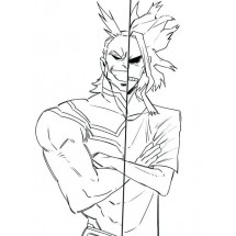 Coloriage The two faces of All Might