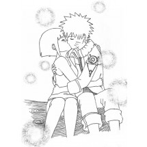 Coloriage Hinata and Naruto kiss