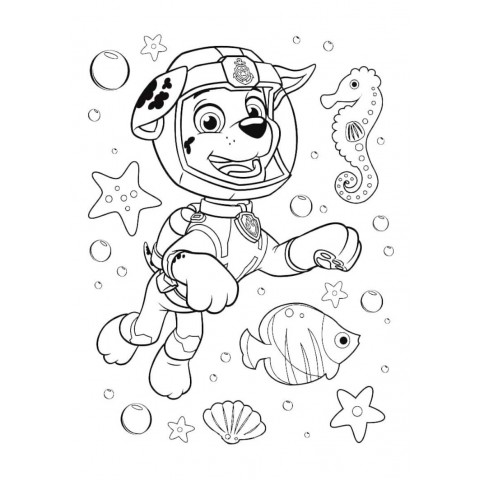 Coloring page - Marshall underwater | Paw patrol | Free printable pages