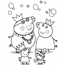 Coloriage Peppa Pig and her family