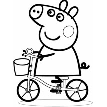 Peppa is riding a bike coloring