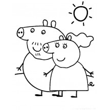 Coloriage Mummy Pig and Daddy Pig