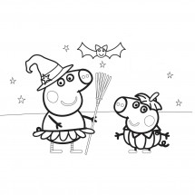 Peppa and George celebrate Halloween coloring