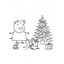 Peppa and George celebrate Christmas coloring