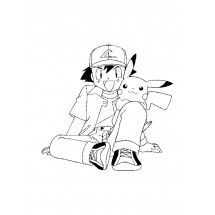 Coloriage Ash and Pikachu