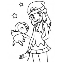 Dawn and Piplup coloring
