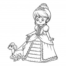 Coloriage Princess with her dog