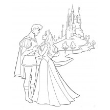 Aurora and her prince coloring