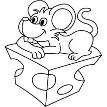 Coloriage Mouse on a cheese