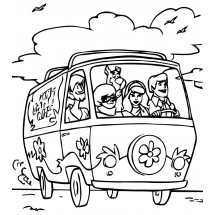 Coloriage The whole team on the bus