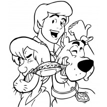 Shaggy, Fred and Scooby-Doo coloring