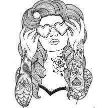 Cool lady tattoo coloring
