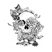 Skull and roses tattoo coloring