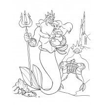 Coloriage King Triton and baby Ariel