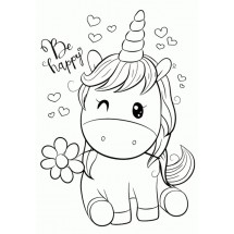 Be Happy Unicorn coloring