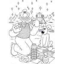 Wallace and Gromit have a picnic coloring