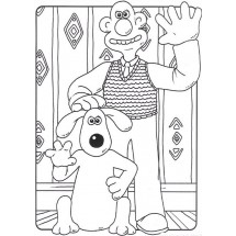 Coloriage Wallace and Gromit say hi